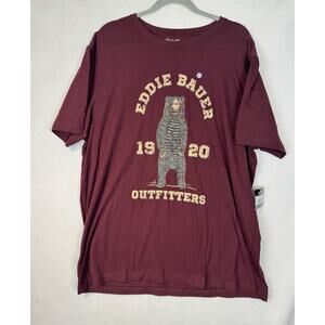 Eddie Bauer T-shirt Bear Graphic Print Mens XL Maroon Adventure Outdoor